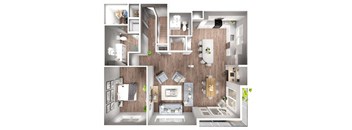 Mezzanine A Floor Plan | 1,642 Sq. Ft. at Pier 33 Apartments, North Carolina