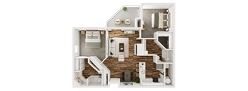 2 Bed 2 Bath Floor Plan at The Crest on Hampton Hollow in Silver Spring, Maryland