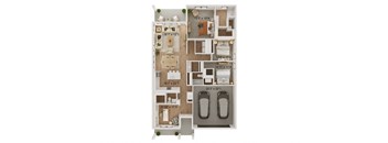 a floor plan of a 3 bedroom floor plan with two baths and a balcony