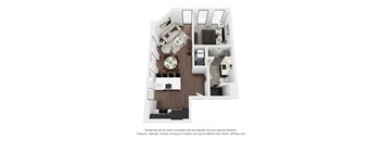 A1 Floor Plan | 689 Sq. Ft. at Preston Centre, Columbus, 43215