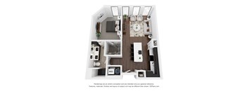 A2 Floor Plan | 846 Sq. Ft. at Preston Centre, Columbus Ohio
