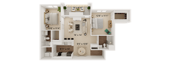 a floor plan of a house with a bedroom and a living room