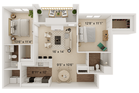 a floor plan of a house with a bedroom and a living room
