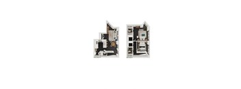 Two images of a dollhouse with the text "Ceiling Height 11.5" and "11.5 x 11.5" on them.