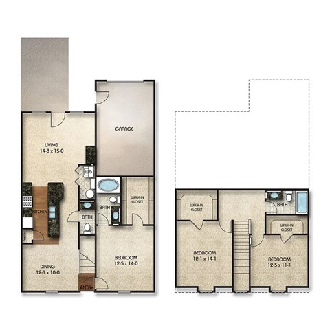 DT1p Floor Plan | 1600 Sq. Ft. at Times Square, Dublin, OH