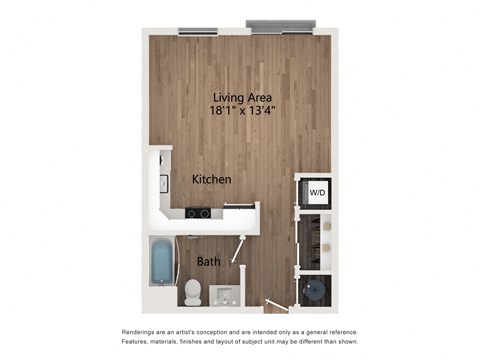 S0 Studio Apartment |488 Sq. Ft. at Centro at Pine Nash, Wilson, 27893