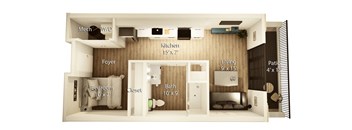 S1 Floor Plan | 540 Sq. Ft. at Crossline, Ohio, 43201