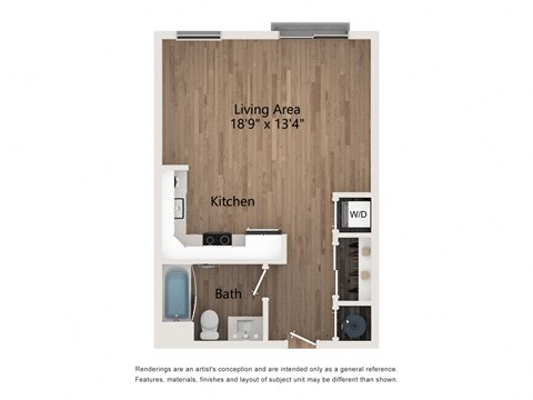 S1 Studio Apartment | 499 Sq. Ft. at Centro at Pine Nash, Wilson, NC, 27893