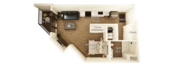 S2 Floor Plan | 565-581 Sq. Ft. at Crossline, Columbus, OH, 43201