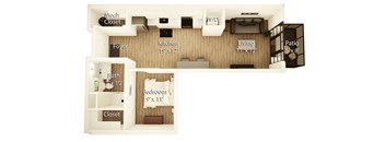 S3 1 Floor Plan | 687 Sq. Ft. at Crossline, Columbus, OH