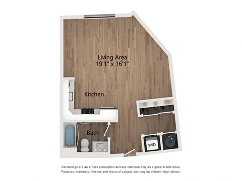 S3 Studio Apartment | 572 Sq. Ft. at Centro at Pine Nash, Wilson, North Carolina