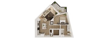 1 Bed 1 Bath Floor Plan | 839 Sq. Ft. at VALE Lake Wylie in Lake Wylie, South Carolina