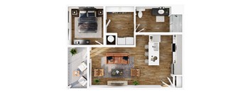 1 Bed 1 Bath Floor Plan | 781 Sq. Ft. at Terraces at High Mountain in AL 35811