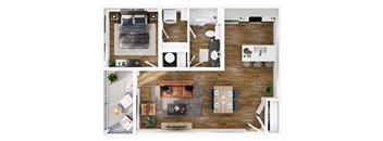 1 Bed 1 Bath Floor Plan | 786 Sq. Ft. at Terraces at High Mountain in Huntsville, Alabama 35811
