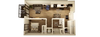 Spring Floor Plan | 823 Sq. Ft. at Crossline, Columbus, Ohio, 43201