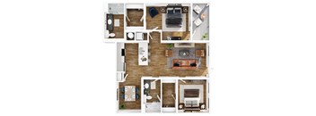 2 Bed 2 Bath Floor Plan | 1,150 Sq. Ft. at Terraces at High Mountain in Alabama 35811
