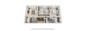 a 3d floor plan of a house with a bedroom and living room