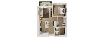 1 Bed 1 Bath Floor Plan | 742 Sq. Ft. at VALE Lake Wylie in Lake Wylie, SC 29710
