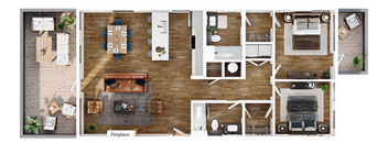 a floor plan of a house with a bedroom and a living room