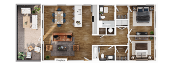 a floor plan of a house with a bedroom and a living room