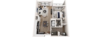 A collage of images showing a modern, minimalist interior design with a kitchen, living room, and bathroom.