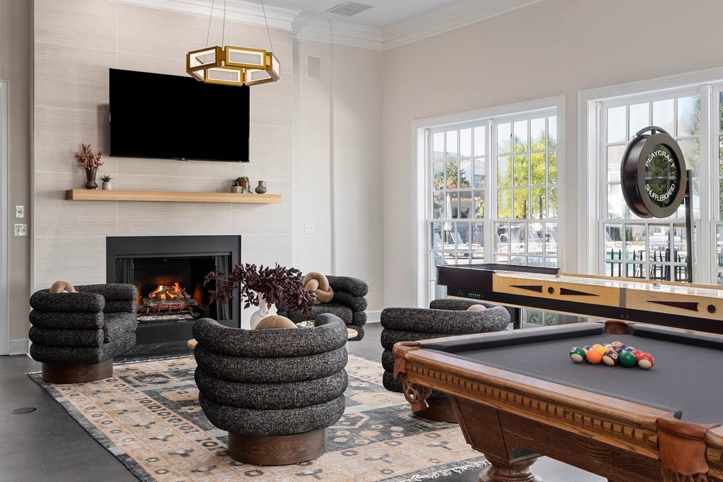 Game Room Lounge with television & fireplace. at The Orchard, Dublin, 43016