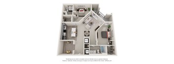 2 Bed 2 Baths Rigsbee Floor Plan | 1,364 Sq. Ft. at Ellis Station, Durham, NC