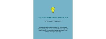 A light bulb icon is above the text that says "CLICK THE LINK ABOVE TO VIEW OUR STUDIO FLOORPLANS".