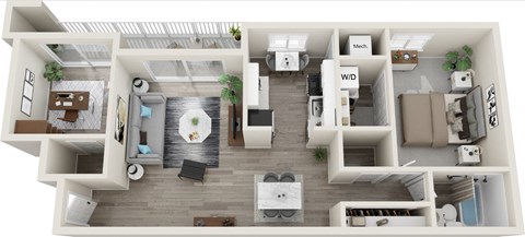 1 Bed 1 Bath Floor Plan | 854 Sq. Ft. at Carriage Hill, Richmond, VA