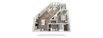 Warren  Floor Plan | 860 Sq. Ft. at The Walker, Cary, 27511