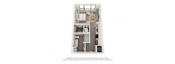 Studio Floor Plan | 514 Sq. Ft. at The Walker, Cary, North Carolina