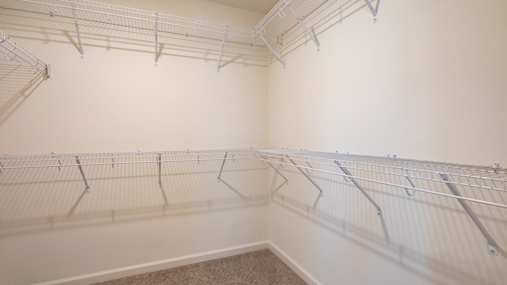 Generous Walk-In Closets With Shelving at The Mark Townhomes Apartments, Harrisonburg, VA
