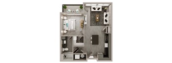 A3 Floorplan | 717 Sq. Ft. at The Pembroke, Ohio, 43215