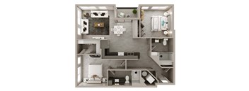 B2 Floorplan | 1,057 Sq. Ft. at The Pembroke, Columbus, Ohio