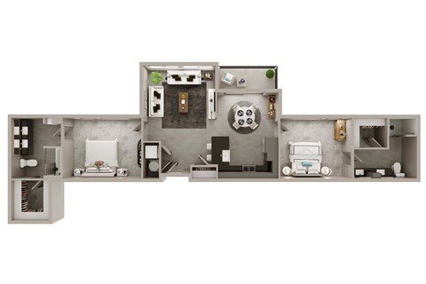 A floor plan of a house with a kitchen, living room, and bathroom.