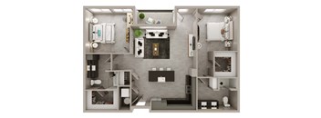B7 Floorplan | 1,255 Sq. Ft at The Pembroke, Columbus, 43215