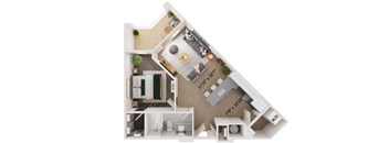 1 Bed 1 Bath Floor Plan | 660 Sq. Ft. at The Walker Virginia Center, Glen Allen, VA, 23059