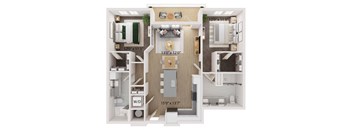 2 Bed 2 Bath Floor Plan | 1,039 Sq. Ft.1,039 Sq. Ft. at The Walker Virginia Center, Glen Allen, VA