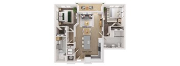 2 Bed 2 Bath Floor Plan | 1,005 Sq. Ft. at The Walker Virginia Center, Glen Allen, VA, 23059