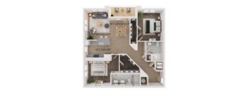 2 Bed 2 Bath Floor Plan | 1,217 Sq. Ft. at The Walker Virginia Center, Virginia