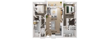 2 Bed 2 Bath Floor Plan | 1,085 Sq. Ft. at The Walker Virginia Center, Glen Allen, Virginia