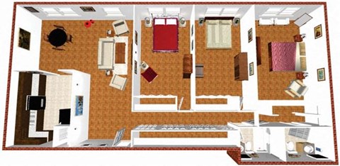 three bedroom floor plan