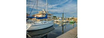 a group of boats are docked in a marina at The Port at East Beach Apartments and Marina, Virginia, 23518