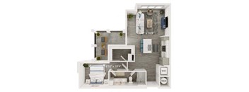 Aqua Floor Plan | 941 Sq. Ft. at The Port at East Beach Apartments and Marina, Norkfolk, 23518