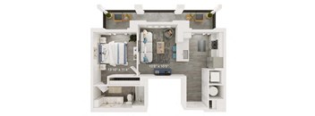 Bliss Floor Plan | 860 Sq. Ft. at The Port at East Beach Apartments and Marina, Norkfolk