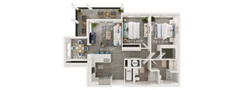 Pelican Floor Plan | 1,305 Sq. Ft. at The Port at East Beach Apartments and Marina, Virginia