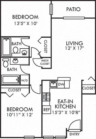 floor plan photo of the crossings at fox meadows in memphis, tnat Addison Crater Woods, Petersburg, VA 23805