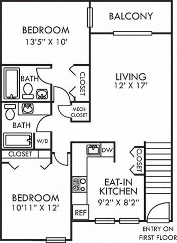 floor plan photo of the crossings at fox meadows in memphis, tnat Addison Crater Woods, Petersburg