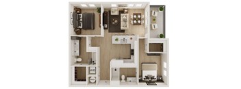 2 Bed 2 Bath Floor Plan | 1,101 Sq. Ft. at VALE Lake Wylie in Lake Wylie, South Carolina 29710