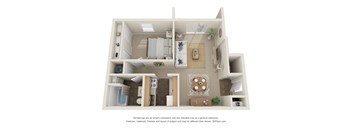 1 Bed 1 Bath Floor Plan | 652 Sq. Ft. at The Everett Apartments , Roanoke, Virginia, 24018